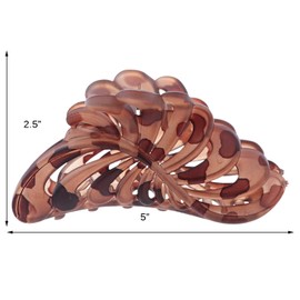 5 inch Large Jaw Clip Hair Claw with Tortoise leaf design - Dark Tortoise