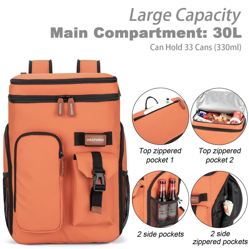 Insulated Cooler Backpack,33 Cans Multifunctional Double Deck Leakproof Cooler Bag