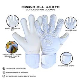 GK Saver Bravo W1 Argo Negative Cut Savefingers Giga Grip Football Goalkeeping Gloves|4mm Latex Anti-Slip Soccer Gloves (Bravo White YF 11)