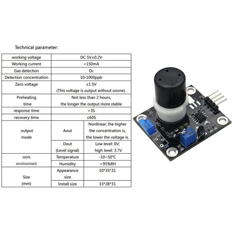 Aihasd MQ131 Ozone Gas Detection Sensor Module Low Concentration