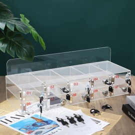 Threan 10 Slot Cell Phone Storage Box, Acrylic Clear Cell Phone Storage Cabinet Wall Mounted with Door, Locks and Keys for Office School Factory