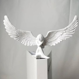 LQMBABY Sobbing Angel Statue Figurines, Small Resin Cherubs Statue with Wings, Angel Sculpture Ornaments for Home Decor, Living Room, Desktop Decoration, First Communion Religious Gifts for Girls