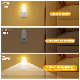 Night Light Plug in Walls & Night Lights with Dusk to Dawn Photocell Sensor, Energy Saving Lights Kids for Children's Room, Stairs, Hallway, Bedrooms, Garage (2 Pack), White