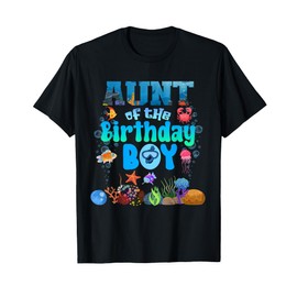 Aunt Of The Birthday Boy Aquarium Sea Animals Matching T-Shirt