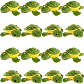16 Pcs 3.8 Inch Mini Stuffed Turtle Animals Toys Plush Turtle Animals Turtle Party Favors Small Stuffed Turtle Keychain for Birthday Party Goodie Bag Fillers
