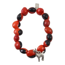 Evelyn Brooks Designs Silver Llama Charm Stretchy/Adjustable Bracelet for Women - 6.5” - 7.5” - w/Meaningful Huayruro Seed Beads - Great Gifts