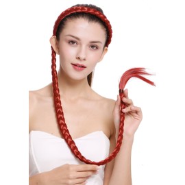 WIG ME UP - N1038-137 hairpiece plat plaited to Alice band very long livery red 37,5 inches