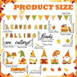 Pasimy Fall Reading Bulletin Board Set Gnome Classroom Decorations Book Pumpkin Cutouts Library Bulletin Boards Autumn Maple Leaves Border Trims for Thanksgiving School Office Door Wall Decor Supplies