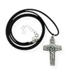 Silver Toned Pope Francis Papal Pastoral Cross Pendant with Black