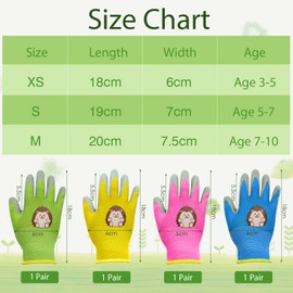 ZYNERY Gardening Gloves,4 Pairs Kids Gardening Gloves 4 Colors Thickened Latex Guard Gloves Gardening Wear-Resistant Non-Slip Gloves for Garden Work(Age 5-7)
