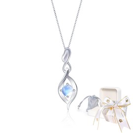 Naniwaai Women's Birthstone Necklace, Popular, 925 Silver, Hypoallergenic, Infinity Heart, Platinum Plated, Birthday, Mother's Day, Anniversary, Gift Box Included, Silver, Platinum