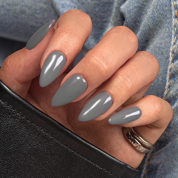 SXVME Gray Press On Nails Almond - Acrylic Press On