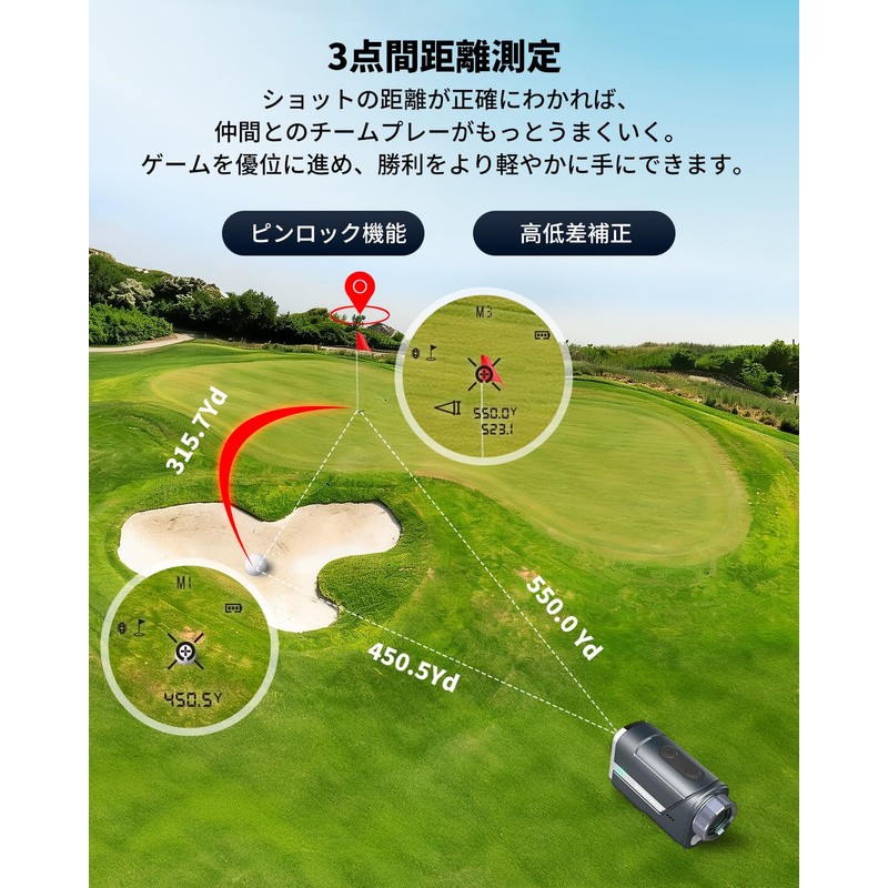 Wosports Golf Laser Distance Meter, Mini 3 Point Distance Mini