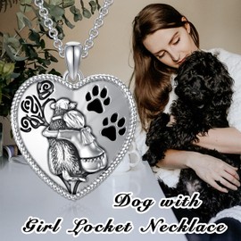 SIMONLY Dog Photo Projection Necklace Dog Locket Necklace With Picture Inside Sterling Silver Dog Pendant Necklace Dog Lover Memorial Gifts for Women