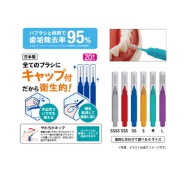 Interdental Brushes with Daily Cap, 20 Pieces, M, 2 Pieces Set