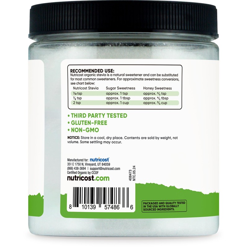 Nutricost Pantry Organic Stevia, Natural Sweetener 8 oz - GMO-Free,