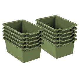 ECR4Kids Scoop-Front Storage Bins, Easy-to-Grip Design for Classroom Cubbies, Multipurpose Plastic Storage, Stackable Bins for Nursery, Playrooms and Home Organization, Hunter Green (10-Pack)