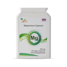 Ved's Extra Strength Magnesium Casules| Natural Food Supplement | 500 mg 90 Veg Capsule| 90 Day Supply