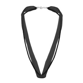 AeraVida Versatile and Chic Double Strand Black Ribbon Silk Choker Necklace with .925 Sterling Silver Clasp