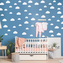Noogeqi 4 Sheets 44PCS Peel and Stick Cloud Stickers, Cloud Wall Decals, Pastel Classroom Decor, Kids' Room Décor, 2 Sizes Clouds Decorations for Nursery, Bedroom, Classroom Decor