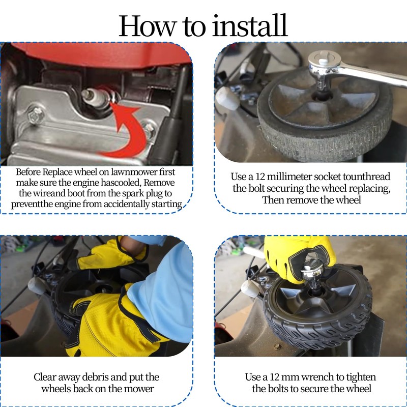 44710-VR8-N00ZA Lawn Mower Front Wheels Kit Compatible with Honda HRN216