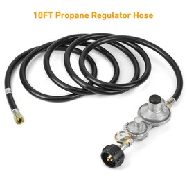 Stanbroil Vertical Two Stage Propane Regulator with 10ft Hose and Gauge, QCC1/Type1 Connector for Gas Grills RV Appliance Generator