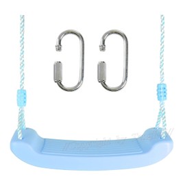 Swing Seat with Adjustable Rope and Screw Lock Carabiner Hooks Tree Swing for Indoor Outdoor (Light Blue)