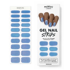 MOYOU LONDON Dreamland Semi-Cured UV Gel Strips - Pack of 20 - Gel Nail Foils UV Hardening for Manicure in Salon Quality - Set with Nail File & Wooden Cuticle Sticks
