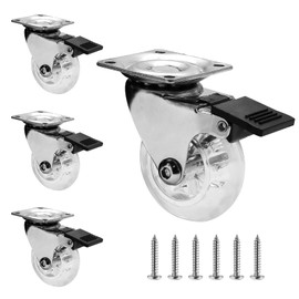 Cionyce 4 PCS Clear Crystal Casters 2 inch Rolling Wheels Swivel Plate Castor for Furniture,Carpet,Chair Legs,360 Degree Casters with Screws