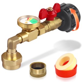 FANOVO Upgraded Propane Refill Adapter for 1 lb. Tanks, QCC1 Brass Propane Refill Elbow Adapter with Gauge & Control Valve, Propane Gas Adapter Converter, for 1pound Bottles Filling from 20 lb Tank
