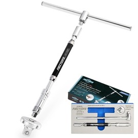 FIRSTINFO H5195B - Llave de carraca ajustable de 2 vías con mango en T de 1/4 de pulgada, con adaptador de dado adicional de 1/4" (H) x 3/8" (M) | Llave de velocidad con mango en T para brocas y dados