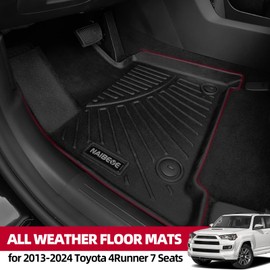 Naibeve Floor Mats for 2013-2024 Toyota 4Runner 7 Seats- All Weather Custom for Toyota 4Runner Floor Mats Liners 2 Row & Cargo Liner & Seats Back Cover Behind 2rd Row