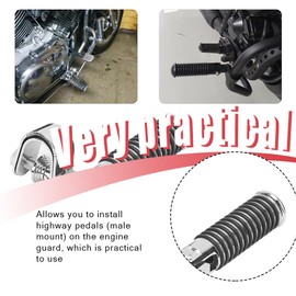 1 Pair 7-1/2in Motorcycle Footpegs Bike Footpeg Highway Pegs For Crash Bars Clamp Footrest Mount Engine Crash Bar Guard Universal Practical 1In Metal Rubber (Stainless Steel Color Polished Brushed)