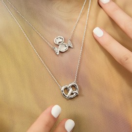 Wanderlust + Co Pretzel Silver Necklace Rhodium Plated Hypoallergenic Jewelry