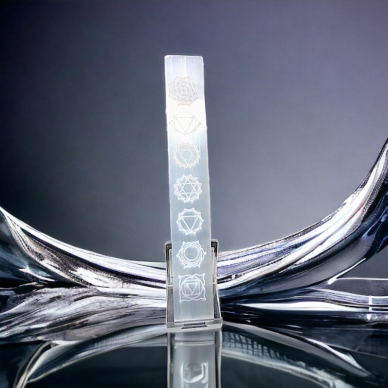 Steinfixx® Real Selenite Charging Plate | Ruler with Beautiful Engraved