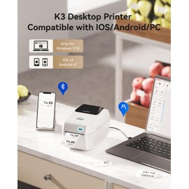 NIIMBOT Label Maker for Sticker Labels, K3 Label Printer Can Print Width 3.15 Inch Label Paper for Small Business and Home Office, Compatible with PC, 7 Android&3 iOS (White)