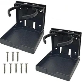YLSDSW 2 Pcs Adjustable Folding Cup Drink Holder, Universal Automotive Cup Holders for Car Truck Boat Van, Black ABS Material