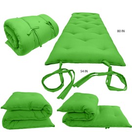Danfuton Full Japanese Floor Rolling Mattress, Cotton Shiki Futon 3 x 54 x 80 Lime