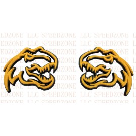 Factotum PAIR Dinosaur T-Rex TRX Emblem Badge fits Dodge Ram Logo Yellow Black