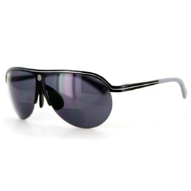 Aloha Eyewear "Bahamaz Mens Womens Bifocal Aluminum Aviator Sunglass Tinted Readers 100% UV (Black/Grey w/Smoke +2.50)