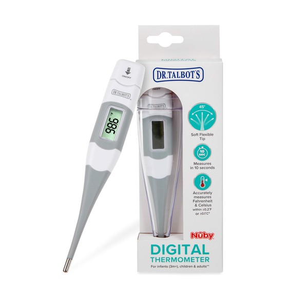 Dr. Talbot's Flex Tip Digital Thermometer with Protective Case - Fahrenheit and Celsius Digital Read Baby Thermometer - 3+ Months