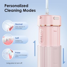 Travel Water Flosser for Teeth, Portable Water Flossers, Water Dental Flosser, Cordless Water Flosser with IPX7 Waterproof, 5 Jet Tips and 3 Modes