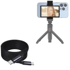 BoxWave Cable Compatible with Newmowa Vlog Monitor Screen - DirectSync PD Cable (10ft) - USB-C to USB-C (100W), Long Type C Braided Nylon Alloy Fast Charge - Jet Black