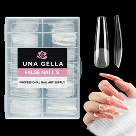 UNA GELLA Extra Long Coffin Nail Tips XXL Soft Gel Nail Tips Coffin 120pcs Pre-shape Press On Nails No C Curve Full Cover Ballerina Nail Tip Clear Fake Nail for Acrylic Nail Soak Off DIY Salon 12Sizes
