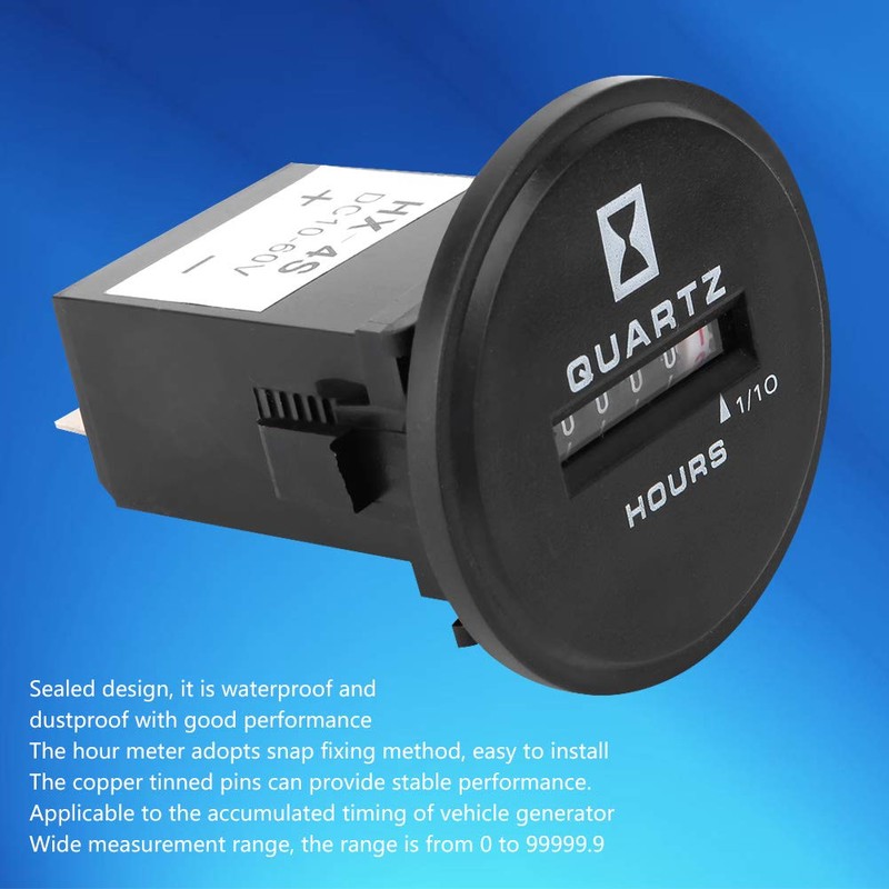 Hour Meter，0~99999.9 Hours Industrial Hour Meter，DC10~60V AC100~ Hour Meter Gauge，Waterproof