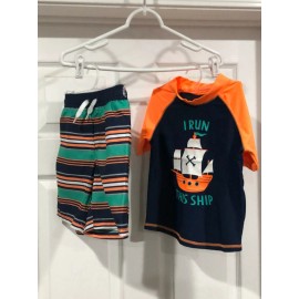Carter's Simple Joys by Carter's Baby Boys'  2-Piece Swimsuit Trunk & Rash guard SIZE: 5T