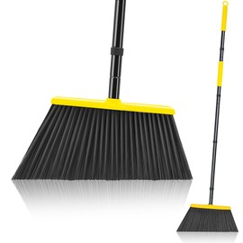 JEHONN Broom Total Length 55.1 inches (140 cm), Width 14.2 inches (36 cm), Convenient Storage, Cleaning Tool, For Outdoors, Indoors, Long Handles, Ideal for Home Shops, Yellow