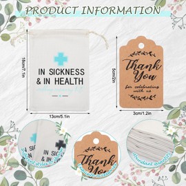 SATINIOR 24 Set Hangover Recovery Kit Bags 5'' x 7'' in Sickness and Health Wedding Hangover Survival Kit with Thank You Card and Drawstring for Bachelorette Bridal Shower Wedding Bridesmaid Gifts