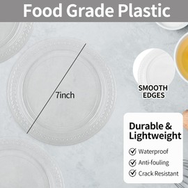 LDFDRT Clear Plastic Plates 100 pcs Party Dessert Dinner Plates Disposable Heavy Duty for Party,Wedding,Valentines (7inch)