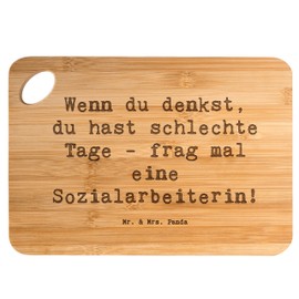 Mr. & Mrs. Panda Bambus - Schneidebrett Spruch Sozialarbeiterin Stärketage - Geschenk, Hackbrett, unterstützen, kreative Geschenke, Beruf,
